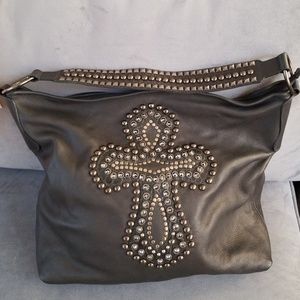 LEATHEROCK STUDDED HOBO HANDBAG